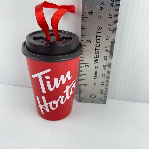 Tim Hortons 2019 Tree Ornament Red and Brown Take Out Cup 3 inches NEW - Picture 6 of 6